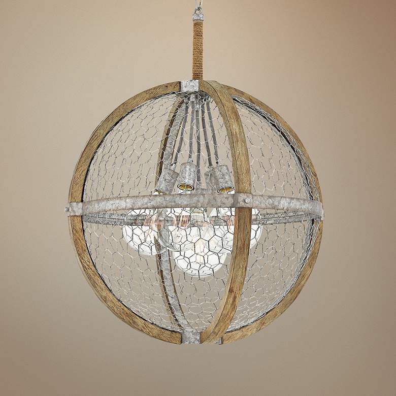 Image 1 Hinkley Heywood 24 3/4 inch Wide Weathered Zinc 5-Light Pendant