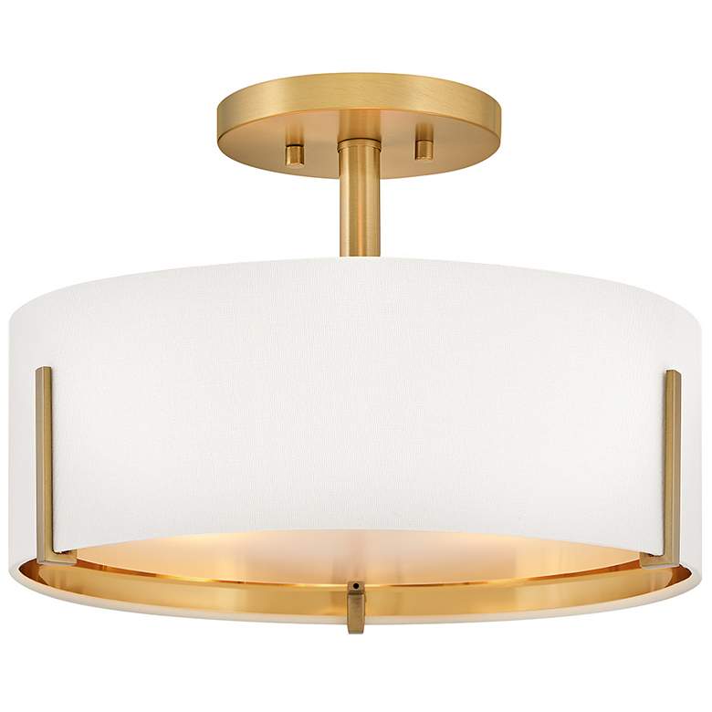 Image 1 Hinkley Interior Halle Medium Semi Flush Mount 14.5" Lacquered Brass
