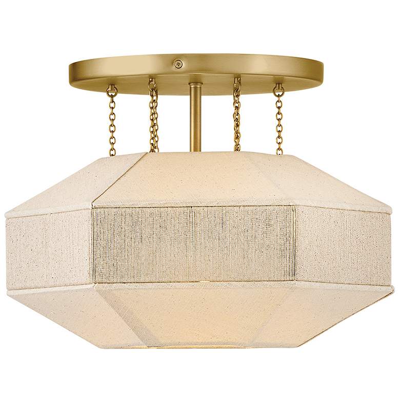 Image 1 Hinkley Interior Lyla Medium Semi-Flush Mount 15" Lacquered Brass