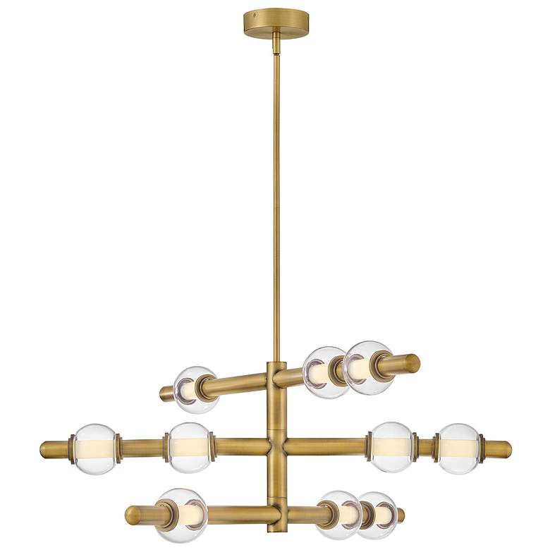Image 1 Hinkley Interior Saxon Large Chandelier 36" Lacquered Brass