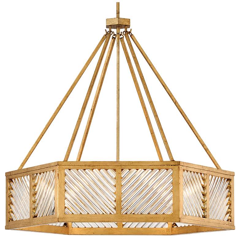 Image 2 Hinkley Interior Sura Medium Drum Chandelier 35" Distressed Brass more views