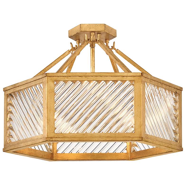 Image 1 Hinkley Interior Sura Medium Semi-Flush Mount 19" Distressed Brass