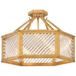 Hinkley Interior Sura Medium Semi-Flush Mount 19" Distressed Brass