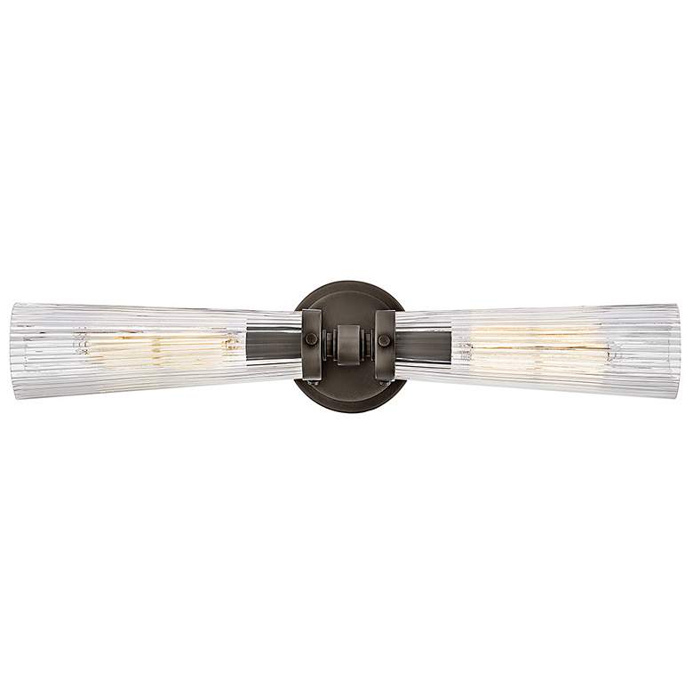 Image 1 Hinkley Jude 5" High Black Oxide 2-Light Wall Sconce