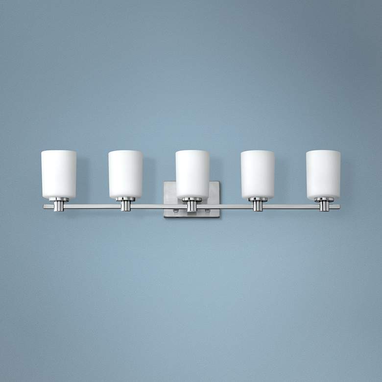 Image 1 Hinkley Karlie 35 1/2"W Brushed Nickel 5-Light Bath Light