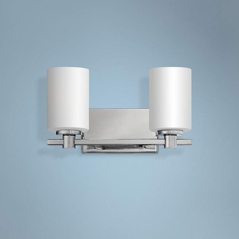 Image 1 Hinkley Karlie 7 1/2" High Chrome and Opal Glass 2-Light Wall Sconce