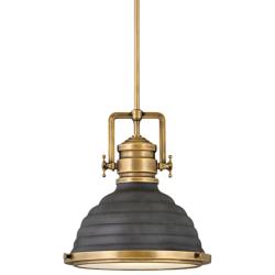 Hinkley Keating 14 1/4" Wide Heritage Brass Aged Zinc Pendant Light