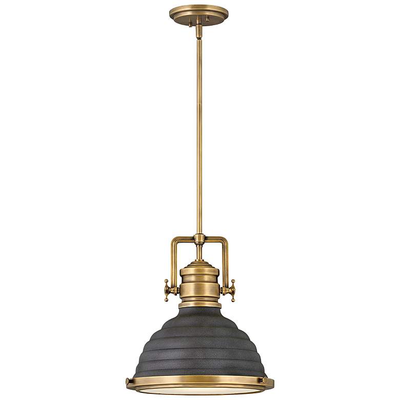 Image 4 Hinkley Keating 14 1/4 inch Wide Heritage Brass Aged Zinc Pendant Light more views