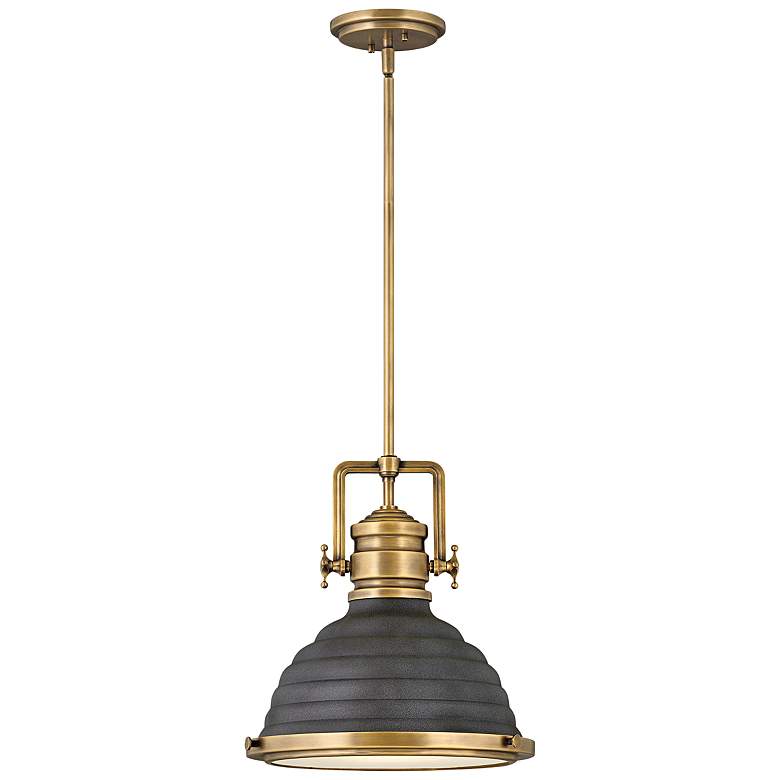 Image 4 Hinkley Keating 14 1/4" Wide Heritage Brass Aged Zinc Pendant Light more views