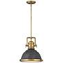 4_Hinkley Keating 14 1/4" Wide Heritage Brass Aged Zinc Pendant Light more views