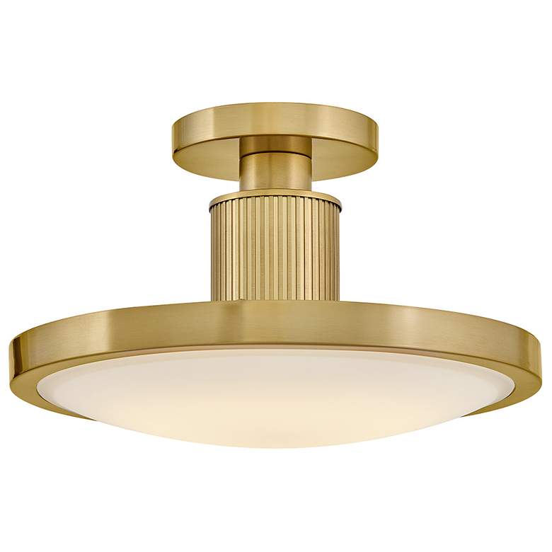 Image 1 Hinkley Kieran 14 1/4"W Lacquered Brass LED Ceiling Light
