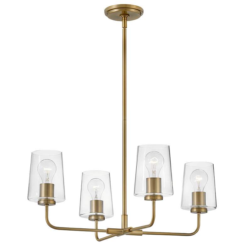 Image 1 Hinkley Kline 25" Wide Lacquered Brass 4-Light Chandelier