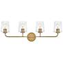 1_Hinkley Kline 33" Wide Heritage Brass Four Light Bath Vanity Fixture