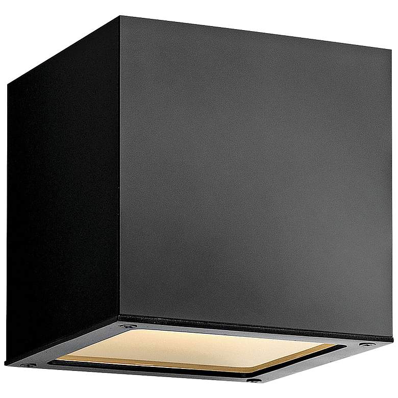 Image 1 Hinkley Kube 6 inchH Satin Black Square LED Outdoor Wall Light