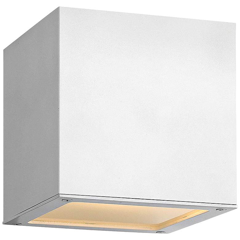 Image 1 Hinkley Kube 6"H Satin White Square LED Outdoor Wall Light
