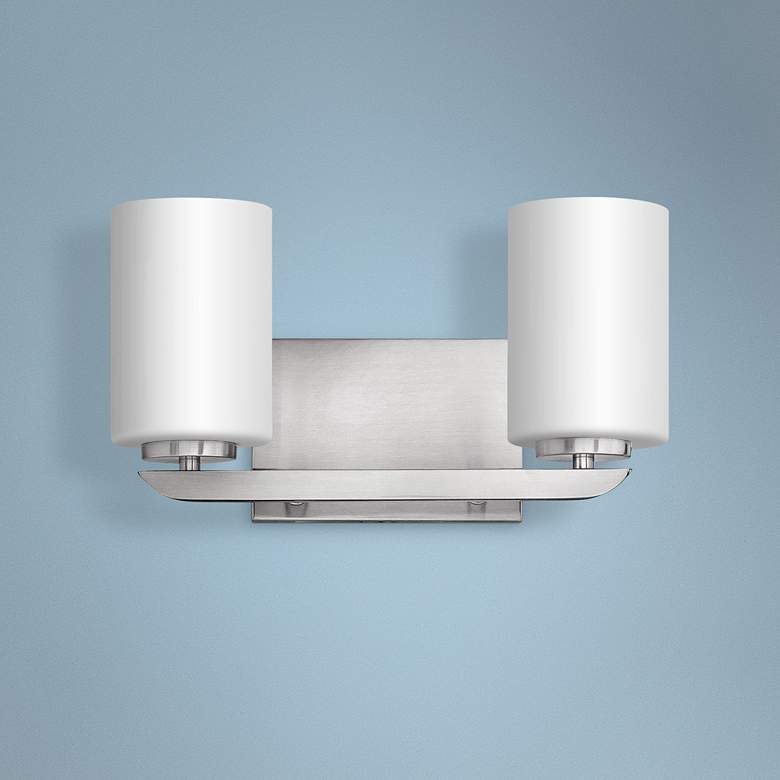Image 1 Hinkley Kyra 7 3/4 inch High Brushed Nickel 2-Light Wall Sconce