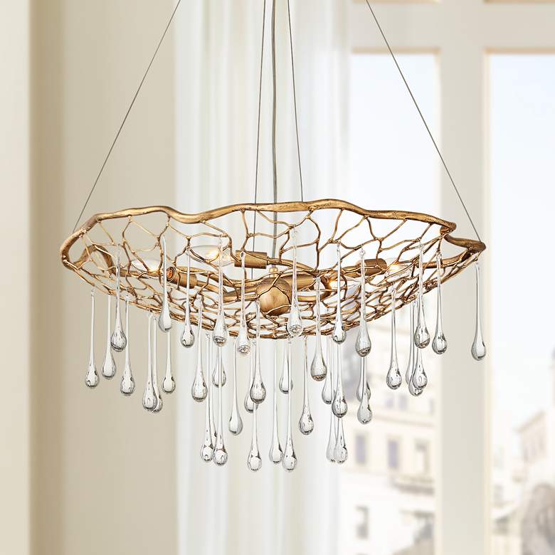 Image 1 Hinkley Laguna 26" Wide Glass and Burnished Gold Net Pendant Light