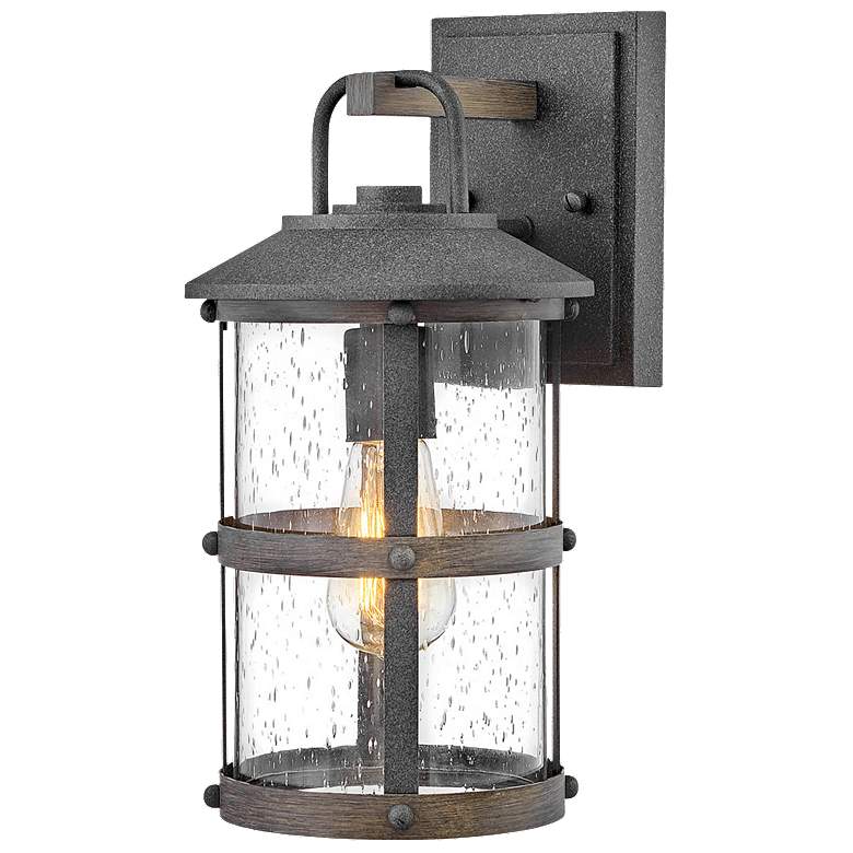 Image 1 Hinkley Lakehouse 14 1/2" Zinc and Seeded Glass Outdoor Wall Light