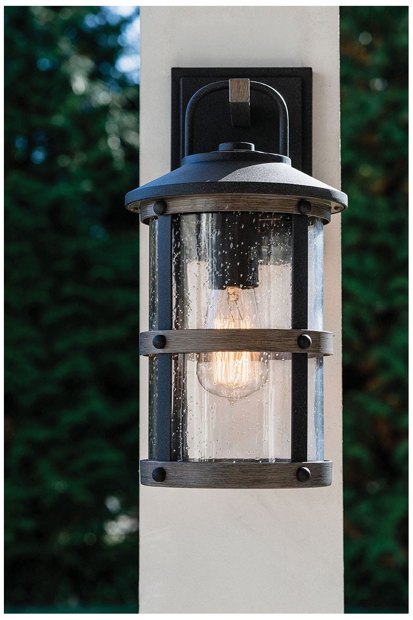 Hinkley Lakehouse 14 1/2" Zinc and Seeded Glass Outdoor Wall Light