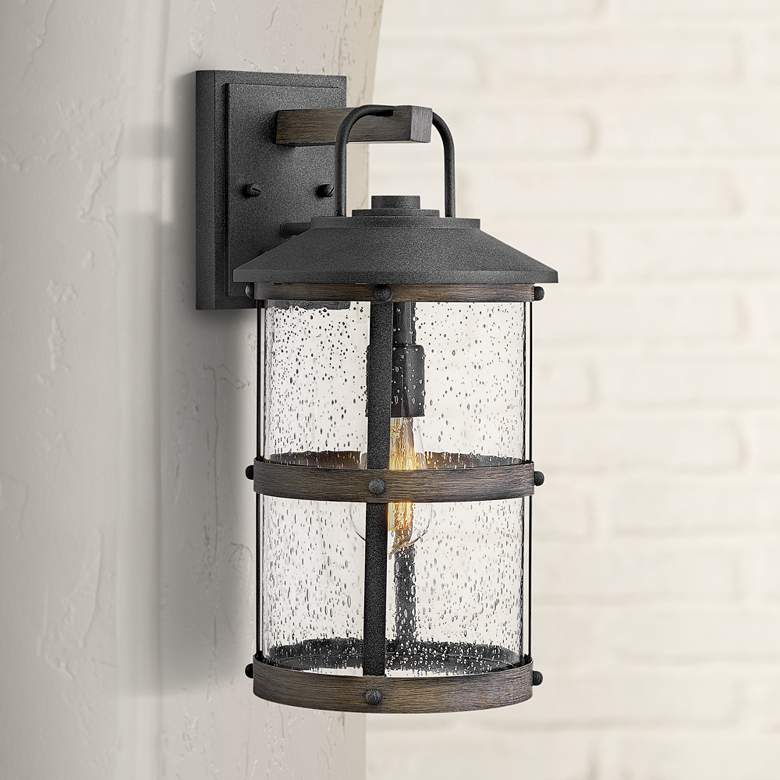 Image 1 Hinkley Lakehouse 17 1/4 inch High Aged Zinc Outdoor Wall Light