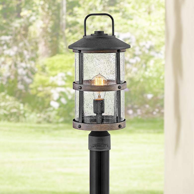 Image 1 Hinkley Lakehouse 18 3/4" High Aged Zinc Outdoor Post Light