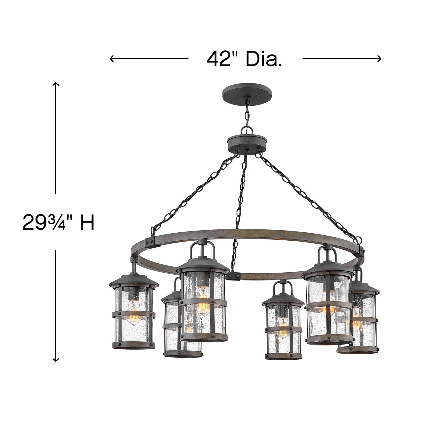 Image 5 Hinkley Lakehouse 42" 6-Light Zinc Lantern Ring Outdoor Chandelier more views
