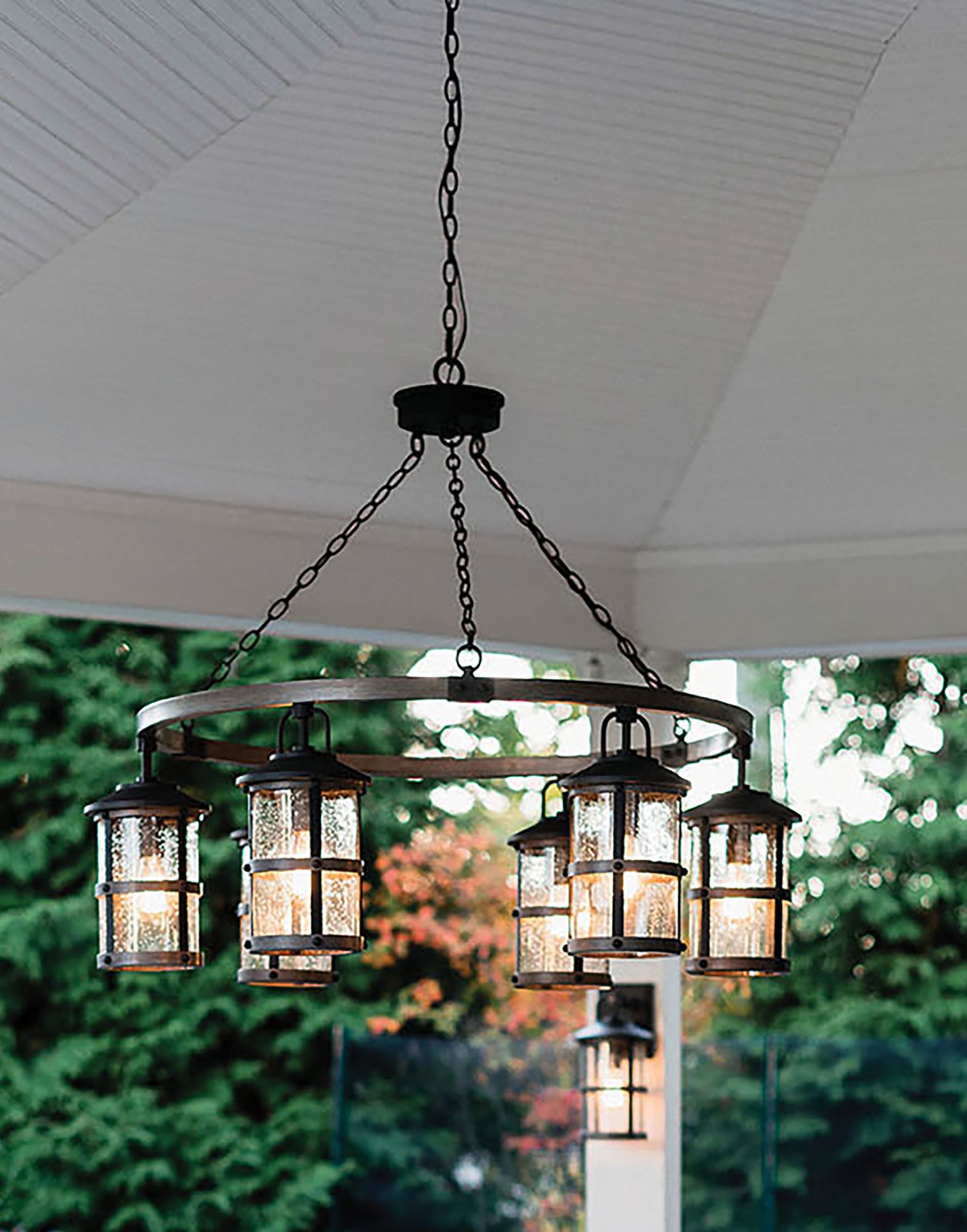 Hinkley Lakehouse 42" 6-Light Zinc Lantern Ring Outdoor Chandelier