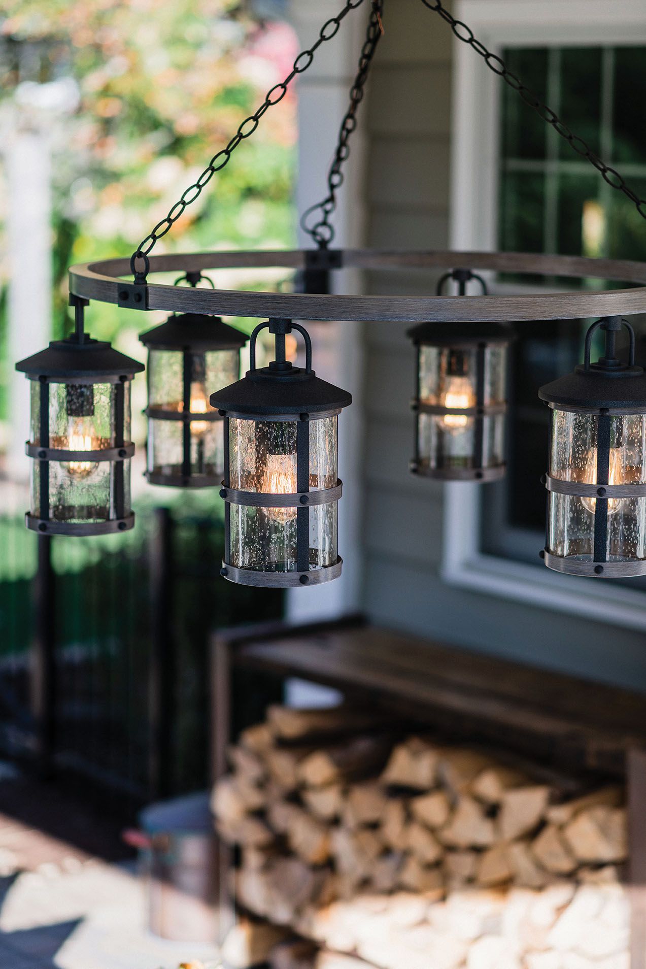 Hinkley Lakehouse 42" 6-Light Zinc Lantern Ring Outdoor Chandelier