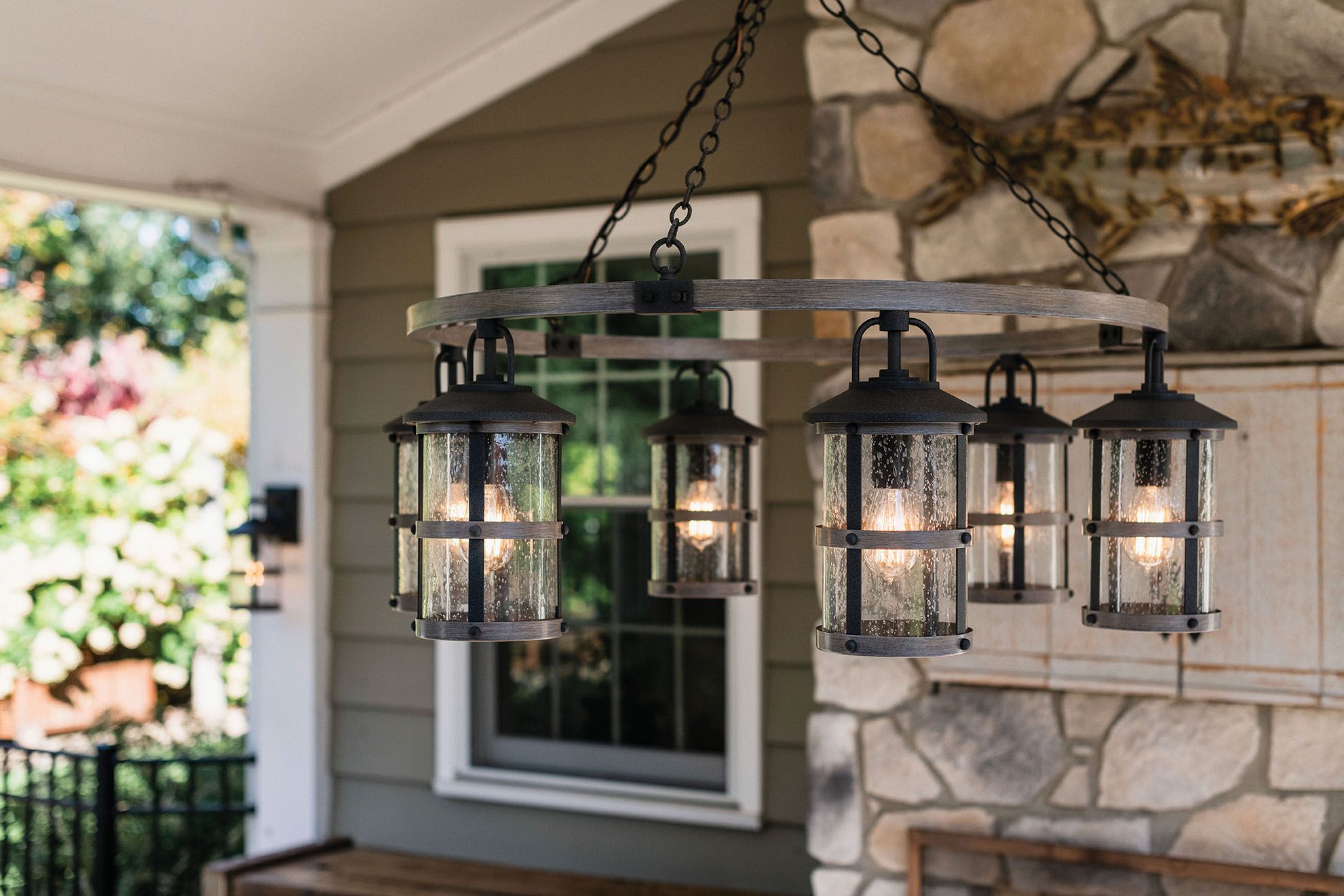 Hinkley Lakehouse 42" 6-Light Zinc Lantern Ring Outdoor Chandelier