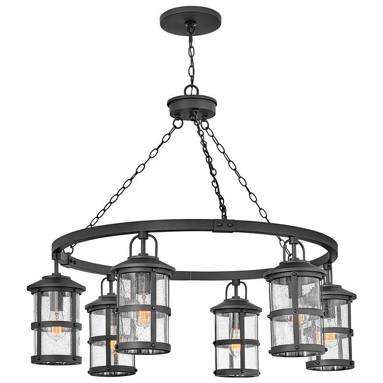 Image 1 Hinkley Lakehouse 42" Wide 6-Light Black Round Ring Chandelier