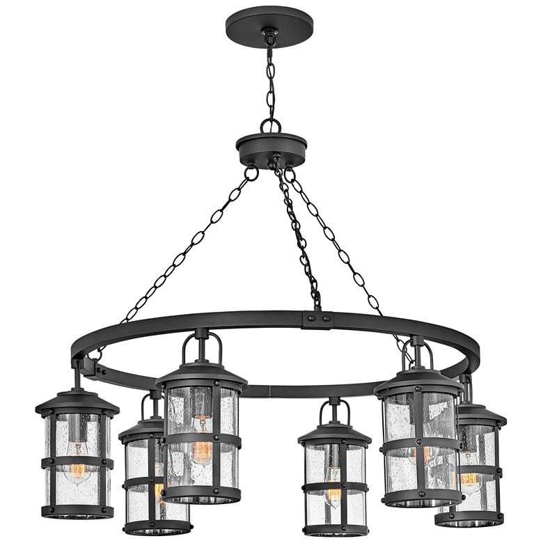 Image 2 Hinkley Lakehouse 42 inch Wide Black 6-Lantern Outdoor Ring Chandelier