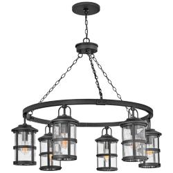 Hinkley Lakehouse 42" Wide Black 6-Lantern Outdoor Ring Chandelier