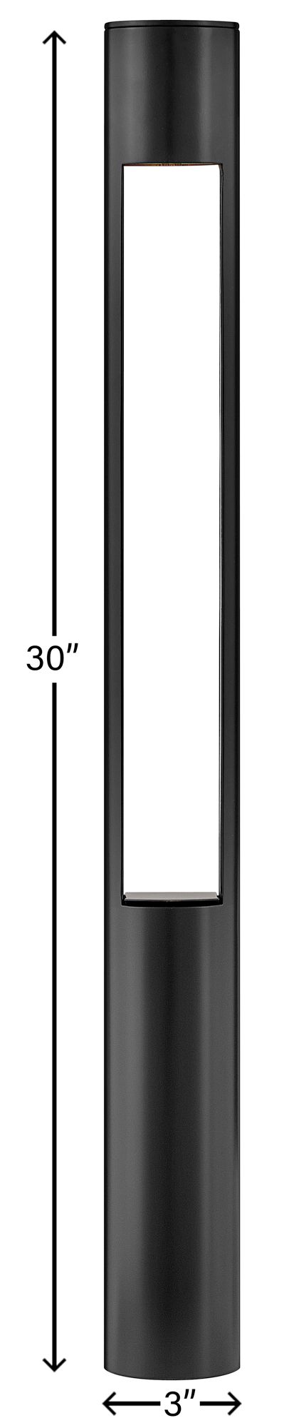 Hinkley Landscape Atlantis 12V Large Round Bollard 30" Satin Black