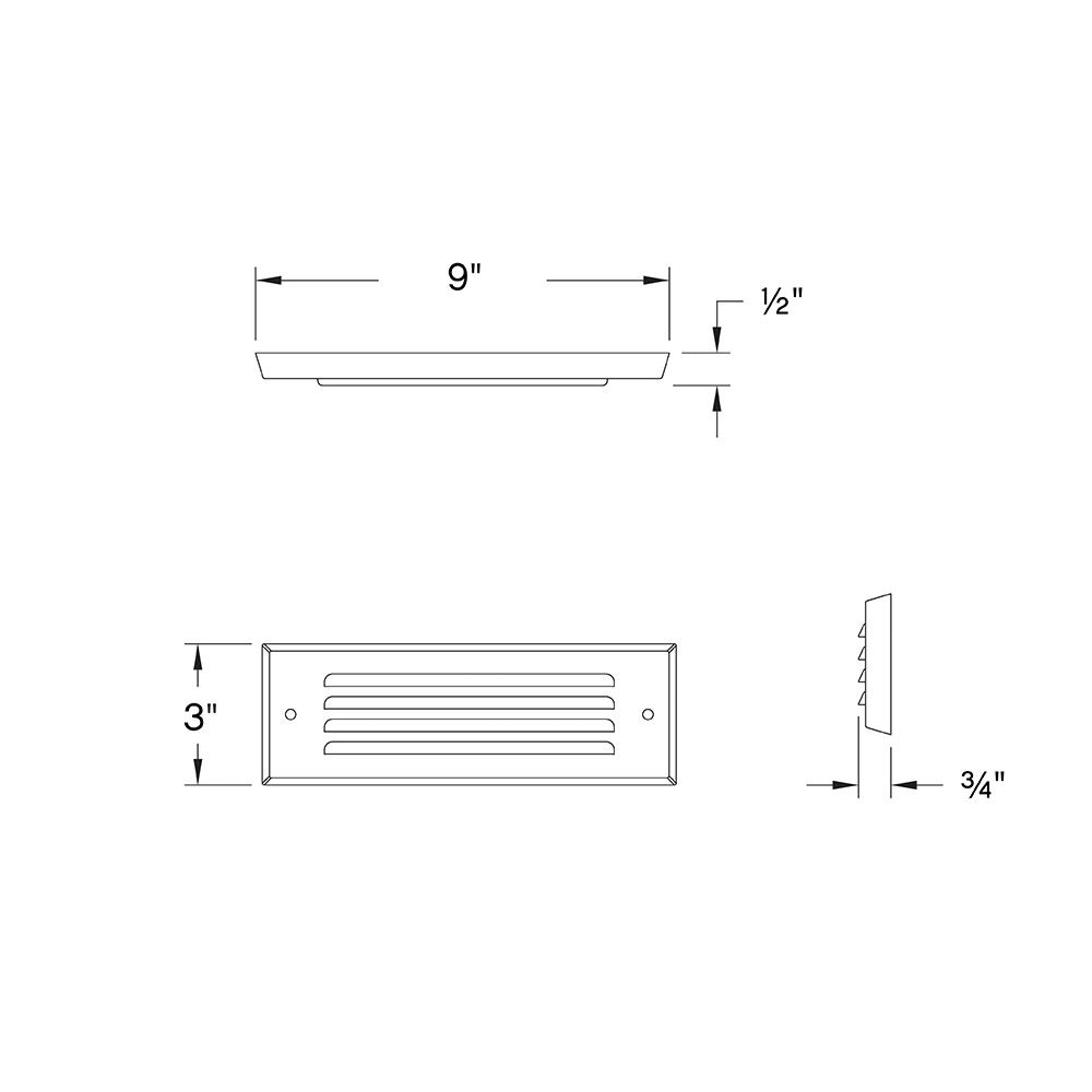 Hinkley Landscape Louvered Brick LED Flush Step Light 12V 9" Matte Bro