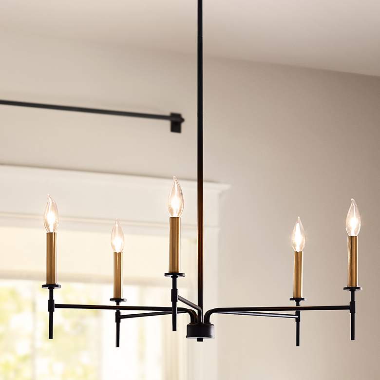 Image 2 Hinkley Lark-Hux 28" Wide Modern Black and Lacquered Brass Chandelier
