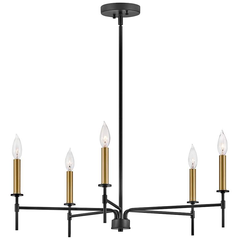 Image 5 Hinkley Lark-Hux 28" Wide Modern Black and Lacquered Brass Chandelier more views