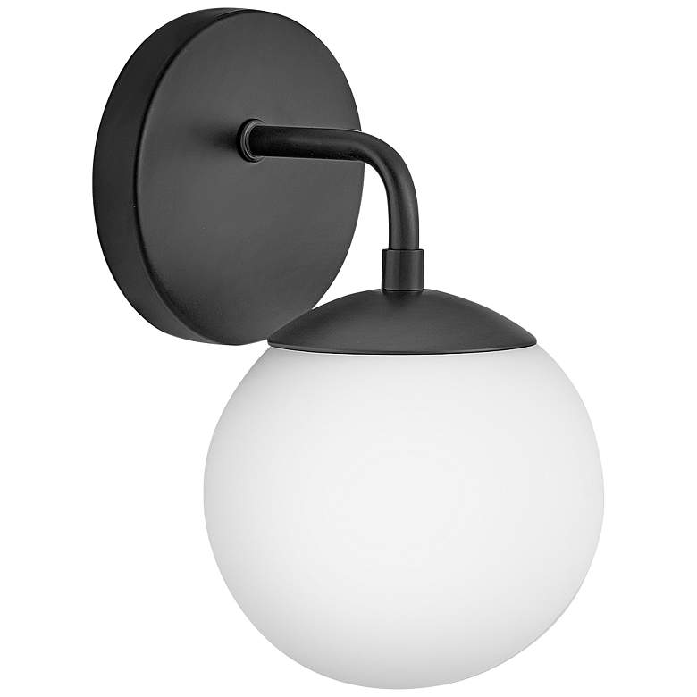 Image 1 Hinkley Lark-Julep 10" High Black Metal Opal Glass Wall Light