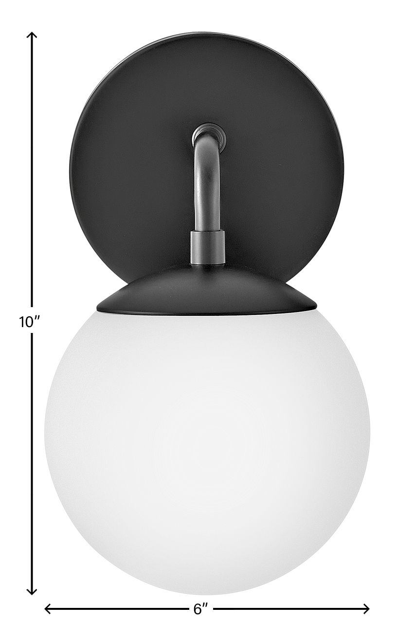 Hinkley Lark-Julep 10" High Black Metal Opal Glass Wall Light