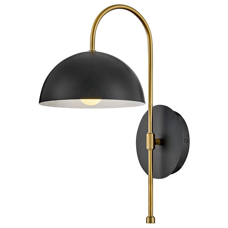 Image 1 Hinkley Lark Lou 17" High Black and Brass Wall Sconce