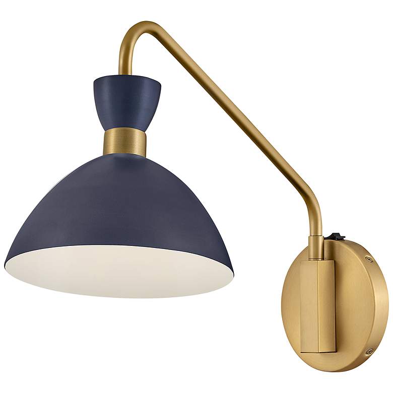 Image 3 Hinkley Lark Simon 13 1/4" Brass and Navy Blue Adjustable Wall Sconce more views