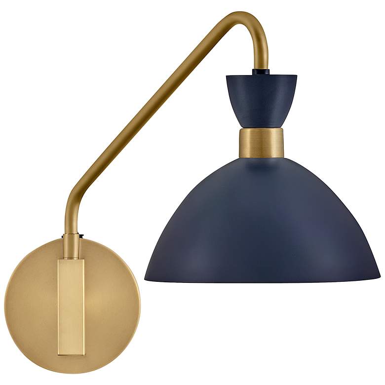 Image 4 Hinkley Lark Simon 13 1/4" Brass and Navy Blue Adjustable Wall Sconce more views