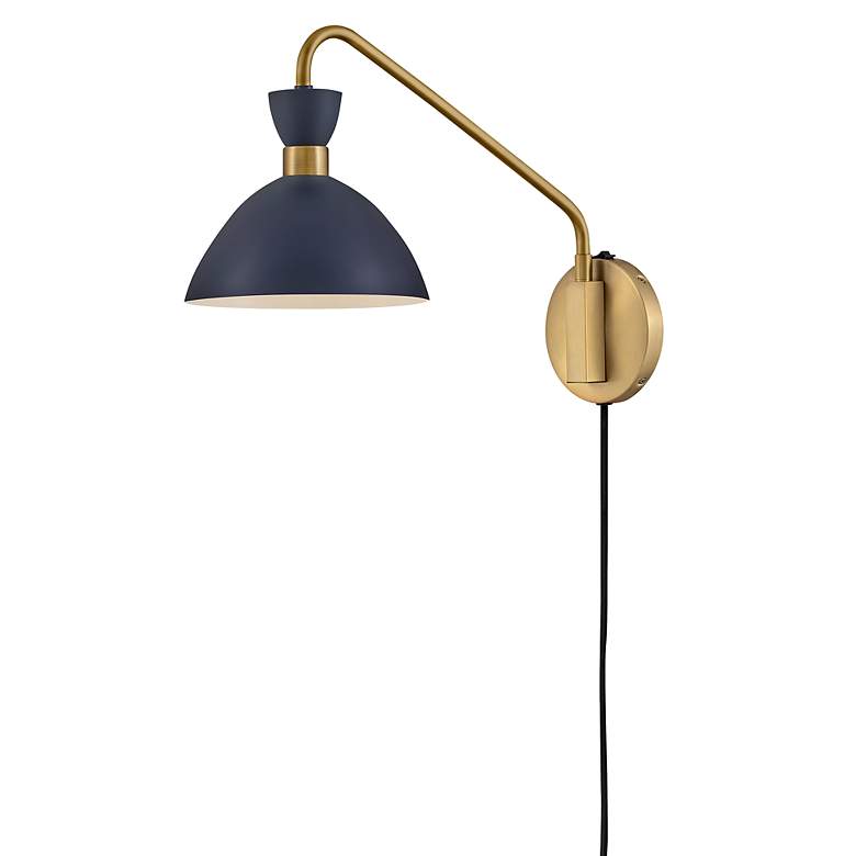 Image 5 Hinkley Lark Simon 13 1/4 inch Brass and Navy Blue Adjustable Wall Sconce more views