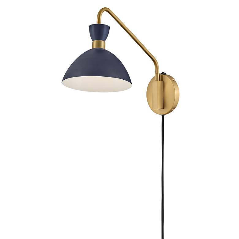 Image 6 Hinkley Lark Simon 13 1/4" Brass and Navy Blue Adjustable Wall Sconce more views