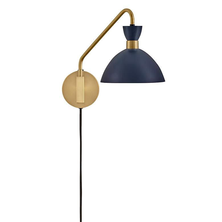 Image 7 Hinkley Lark Simon 13 1/4" Brass and Navy Blue Adjustable Wall Sconce more views