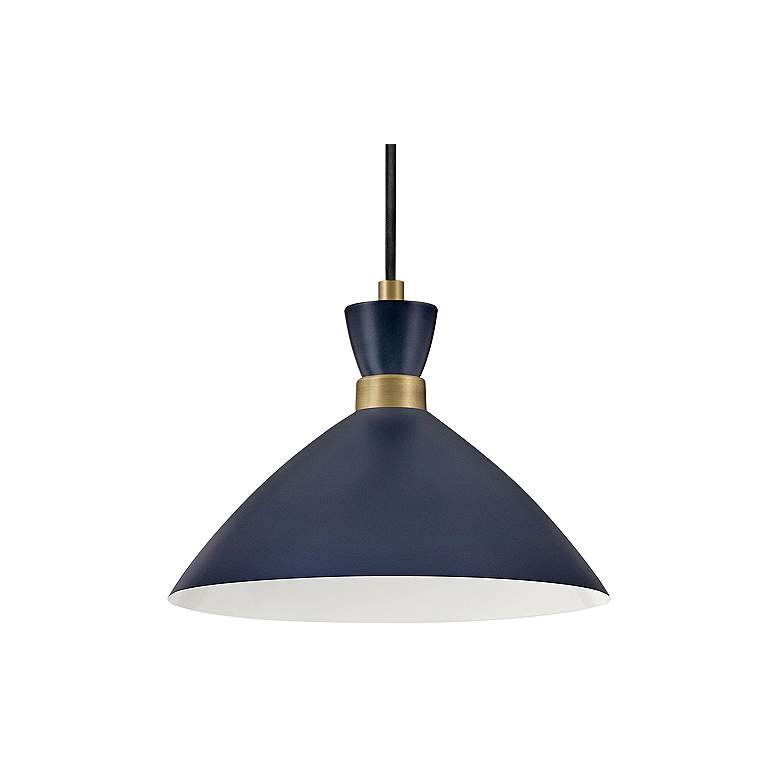 Image 1 Hinkley Lark-Simon 13 inch Wide Matte Navy and Brass Dome Pendant