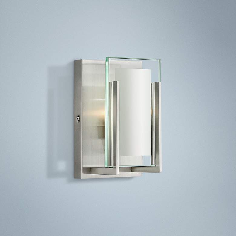 Image 1 Hinkley Latitude 8" High Brushed Nickel LED Wall Sconce