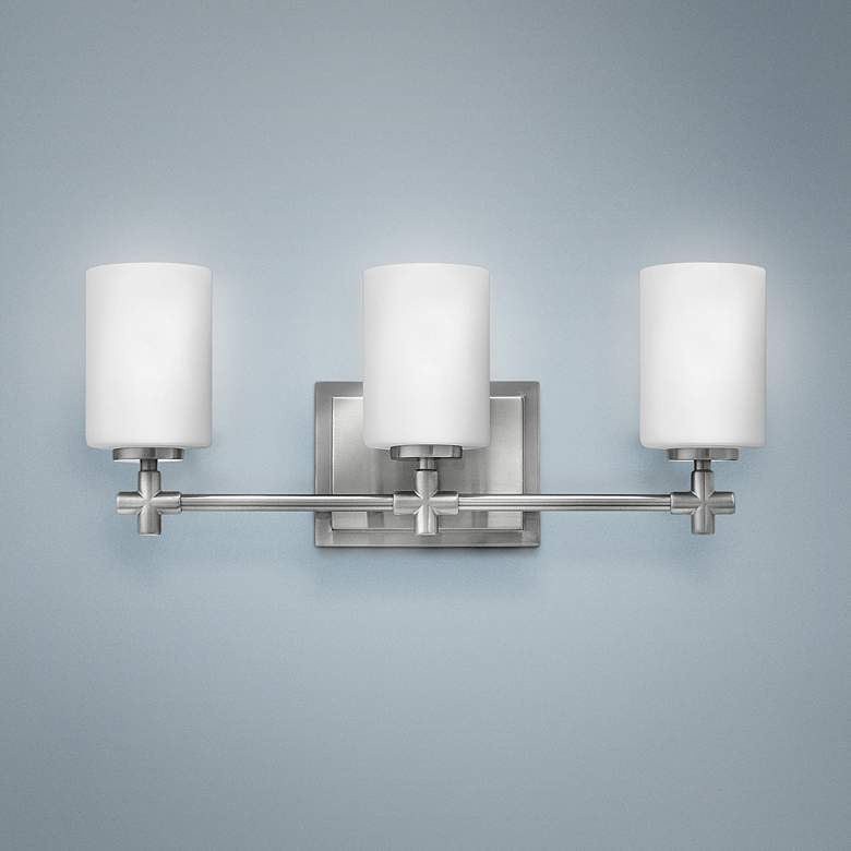 Image 1 Hinkley Laurel 19 1/2" Opal Glass 3-Light Brushed Nickel Bath Light
