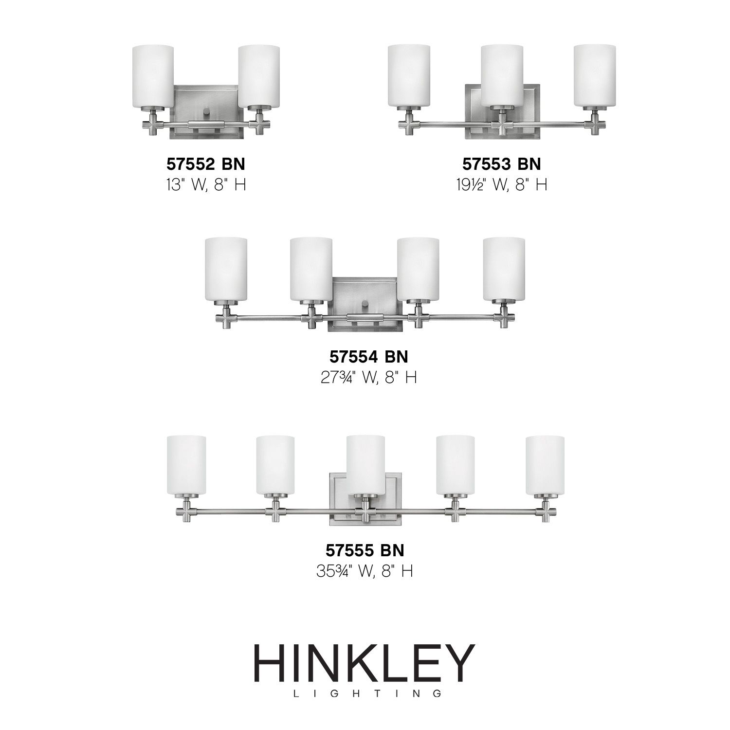 Image 4 Hinkley Laurel 19 1/2" Opal Glass 3-Light Brushed Nickel Bath Light more views