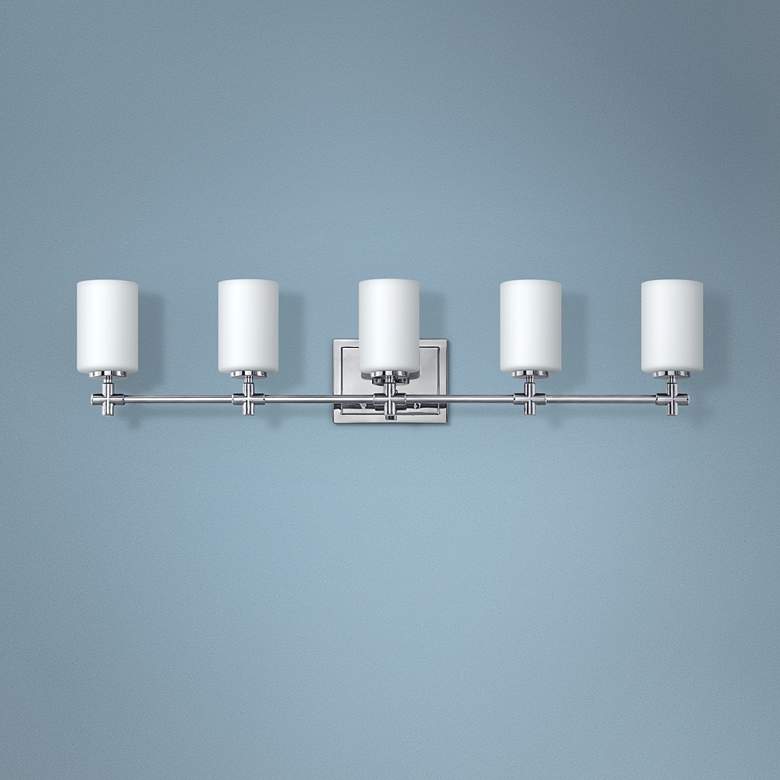 Image 1 Hinkley Laurel 35 3/4"W Polished Nickel 5-Light Bath Light