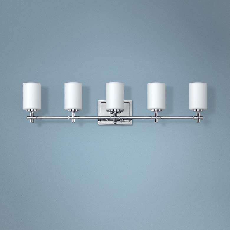 Image 1 Hinkley Laurel 35 3/4 inchW Polished Nickel 5-Light Bath Light